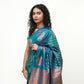 Turquoise Blue Banarasi Silk Saree with Blouse Piece - Premium Silk Cotton Blend