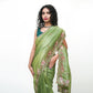 Pure Green Tissue Saree with Embroidery and Blouse Piece