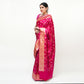 Hot Pink Banarasi Silk Saree with Blouse Piece - Premium Silk Cotton Blend