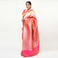 Multi Pink and Gold Banarasi Pure Silk Saree with Blouse Piece - Premium Handwoven