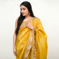 Mustard Yellow Tissue Saree with Embroidery and Blouse Piece