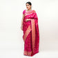 Hot Pink Banarasi Silk Saree with Blouse Piece - Premium Silk Cotton Blend