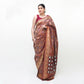 Dark Brown Maroon Banarasi Gharchola Saree with Blouse Piece - Premium Silk Cotton Blend