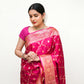 Hot Pink Banarasi Silk Saree with Blouse Piece - Premium Silk Cotton Blend