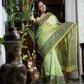Lemon Yellow Madhubani Hand Painted Saree with Blouse - Traditional Cotton Silk