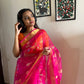 Muslin Pink Jamdani Saree with Blouse Piece - Traditional Handwoven