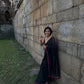 Black Soft Mulmul Cotton Simple Saree with Pink Tassels