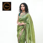 Pure Green Tissue Saree with Embroidery and Blouse Piece