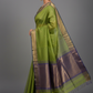 Parrot Green Maheshwari Silk Saree - Close-up Detail