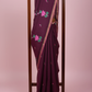 Pure 120 Count Cotton Kamal Embroidery Saree Maroon - Full View
