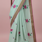 Cotton Lotus Embroidery Saree - Border Detail