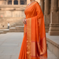 Orange Maheshwari Silk Saree - Elegant Pose