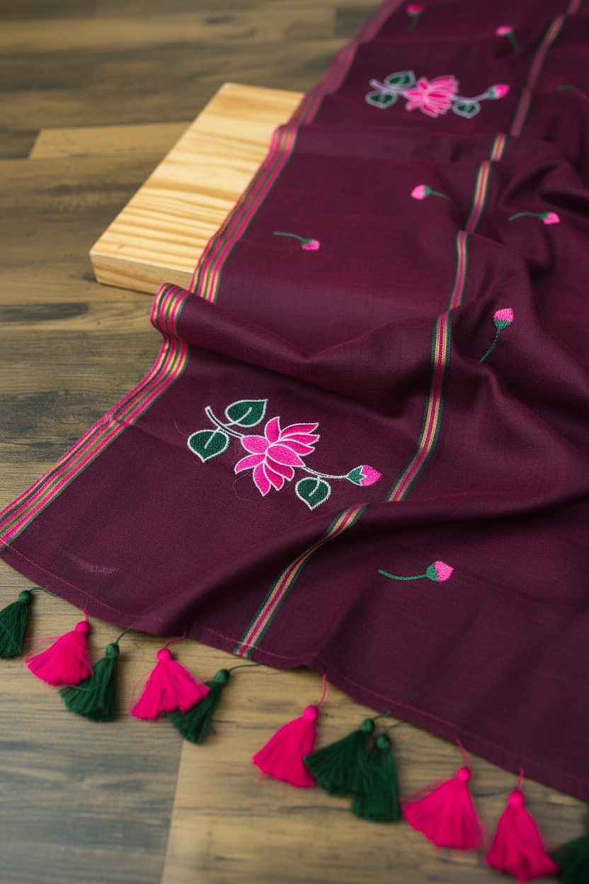 Cotton Kamal Saree Maroon - Border Detail