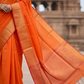 Orange Maheshwari Silk Saree - Lightweight Fabric Detail