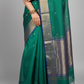 Emerald Green Maheshwari Silk Saree - Fabric Detail