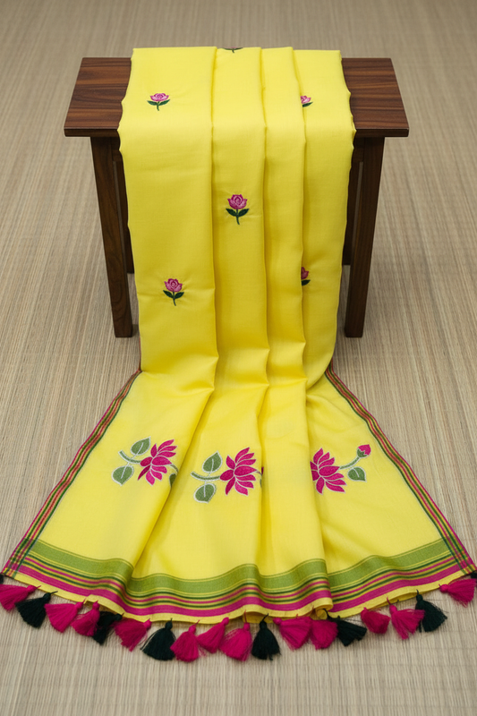 Cotton Kamal Saree Yellow - Border Detail