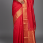 Red Maheshwari Silk Saree - Fabric Detail