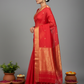 Red Maheshwari Silk Saree - Side View