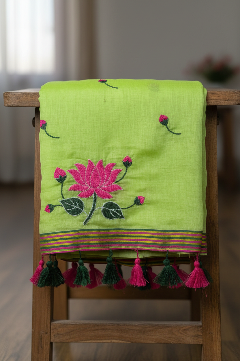 Cotton Kamal Saree Green - Border Detail