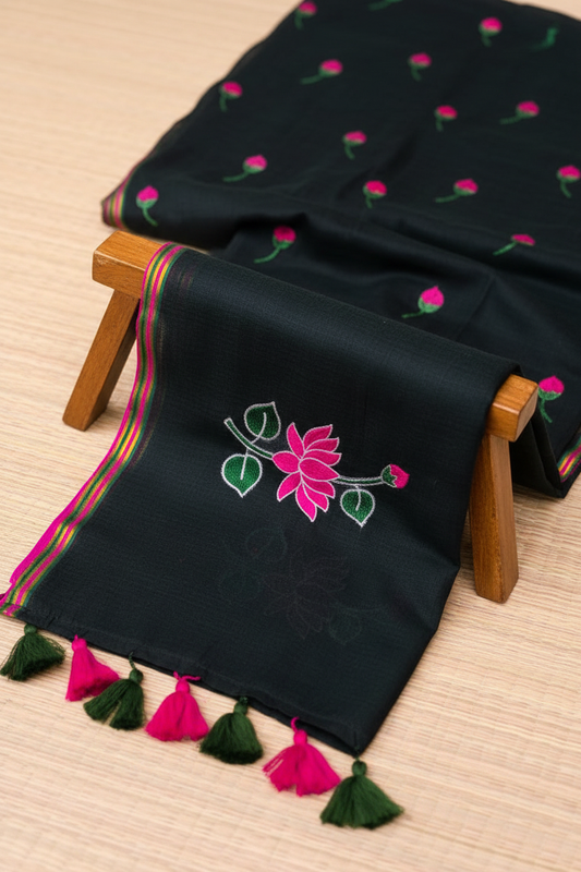 Cotton Kamal Saree Black - Border Detail
