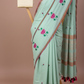 Pure Cotton Lotus Embroidery Saree - Pallu Detail