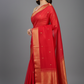 Red Maheshwari Silk Saree - Close-up Detail