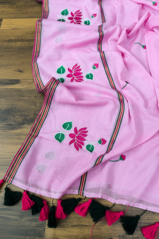 Cotton Kamal Saree Pink - Border Detail