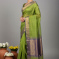 Parrot Green Maheshwari Silk Saree - Elegant Pose