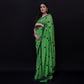 Green Polka Dot Printed Cotton Saree