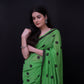 Green Polka Dot Printed Cotton Saree