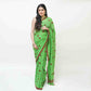 Green and Red Polka Dot Printed Cotton Saree