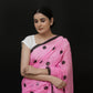 Baby Pink Polka Dot Printed Cotton Saree