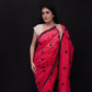 Red Polka Dot Printed Cotton Saree