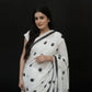 Black Polka Dot White Cotton Saree