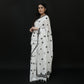 Black Polka Dot White Cotton Saree