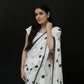 Black Polka Dot White Cotton Saree
