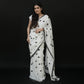 Black Polka Dot White Cotton Saree