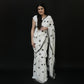 Black Polka Dot White Cotton Saree