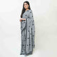 Grey Polka Dot Printed Cotton Saree